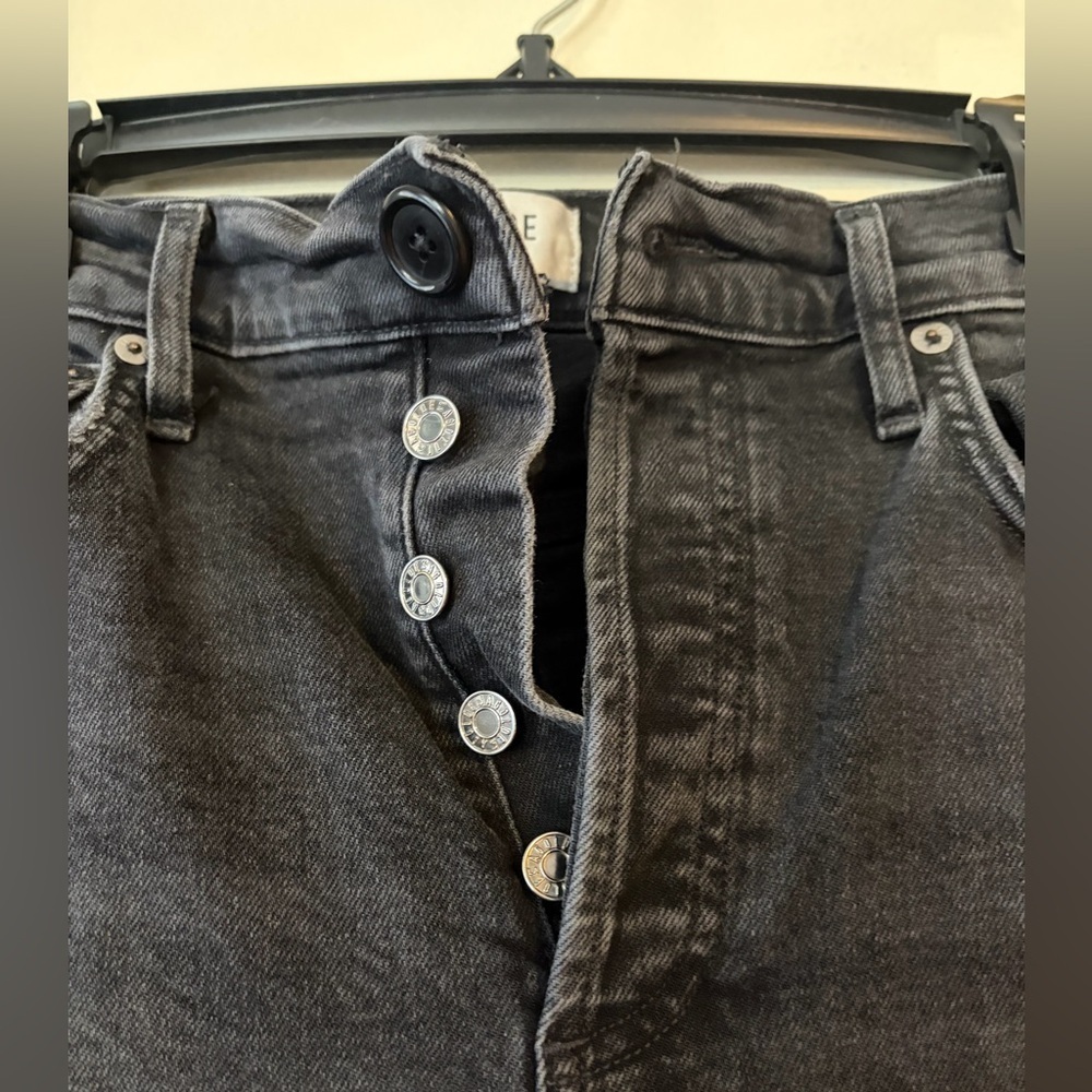 AGOLDE black wash button fly straight leg pants size 27 organic cotton blend - Picture 2 of 9